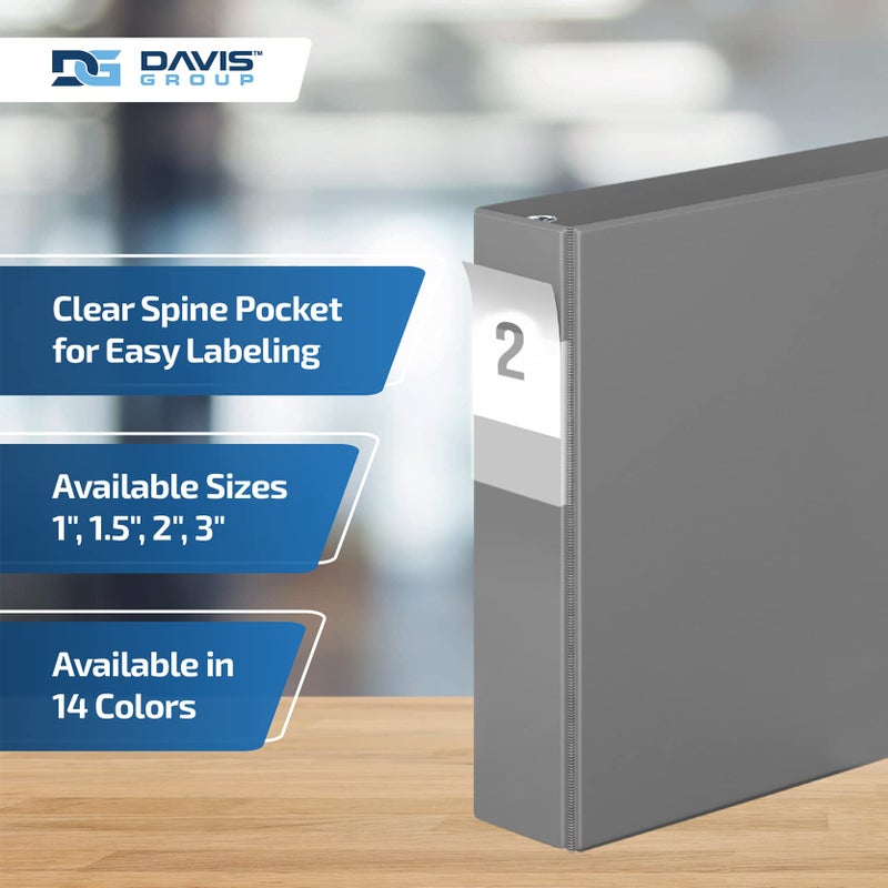 Davis Group Premium Economy 6-Pack 3-Ring Binders for School or Office, D-Ring Binders, 2 Inch, Gray - Image 4